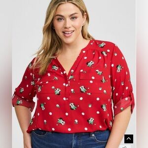 NWT Torrid Disney Christmas Minnie Mouse georgette Harper  blouse size 5X